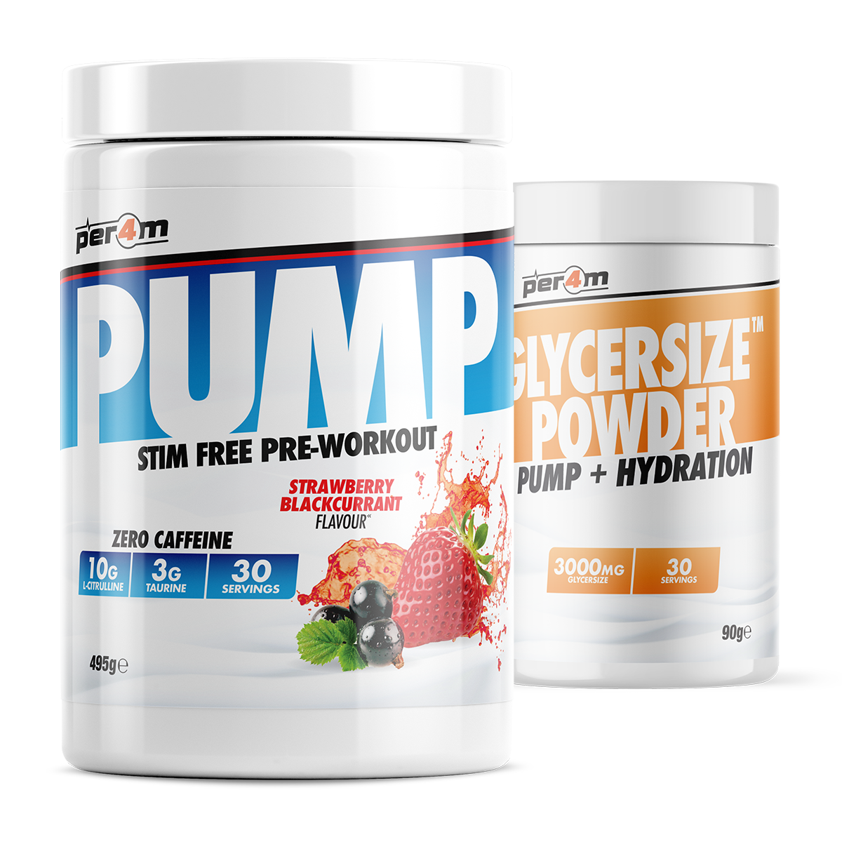 PER4M Pump Stim Free Pre Workout with Glycersize™ Strawberry Blackcurrant