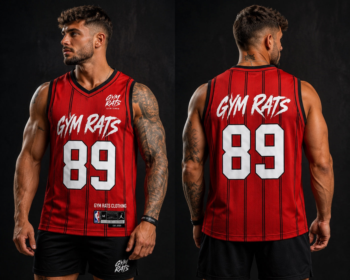 Red, Black & White 89 Basketball Vest