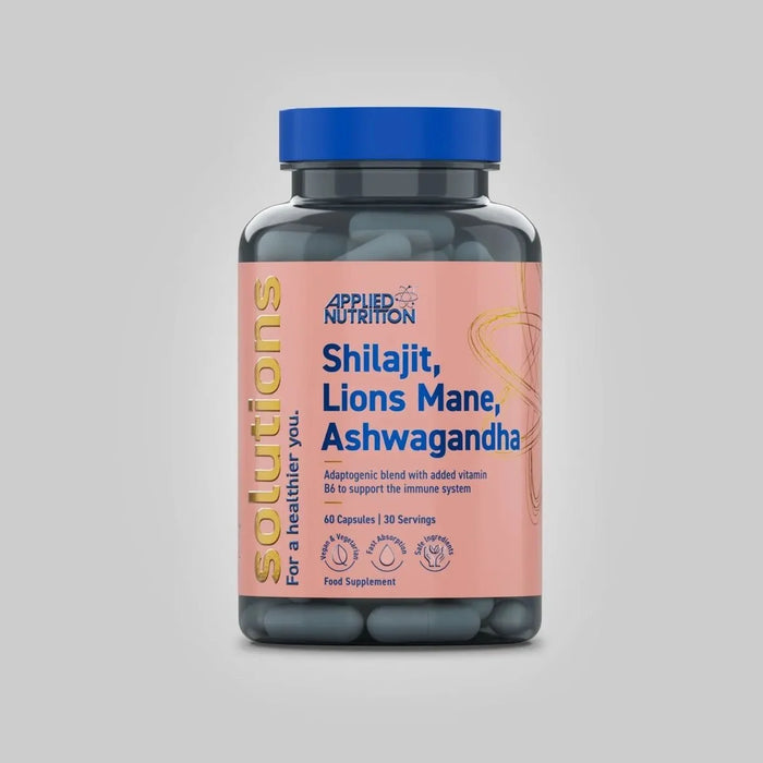 Applied Nutrition Shilajit, Lions Mane, Ashwagandha Capsules (60 Capsules)