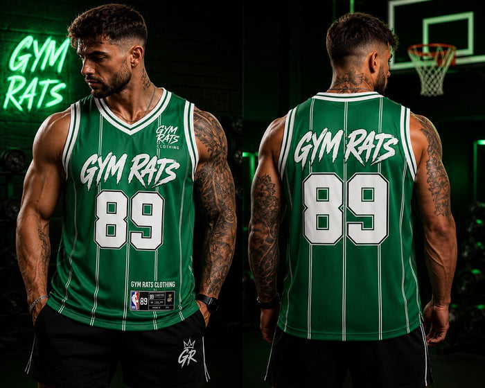 Gym Rats Green and White 89 Basketball Vest
