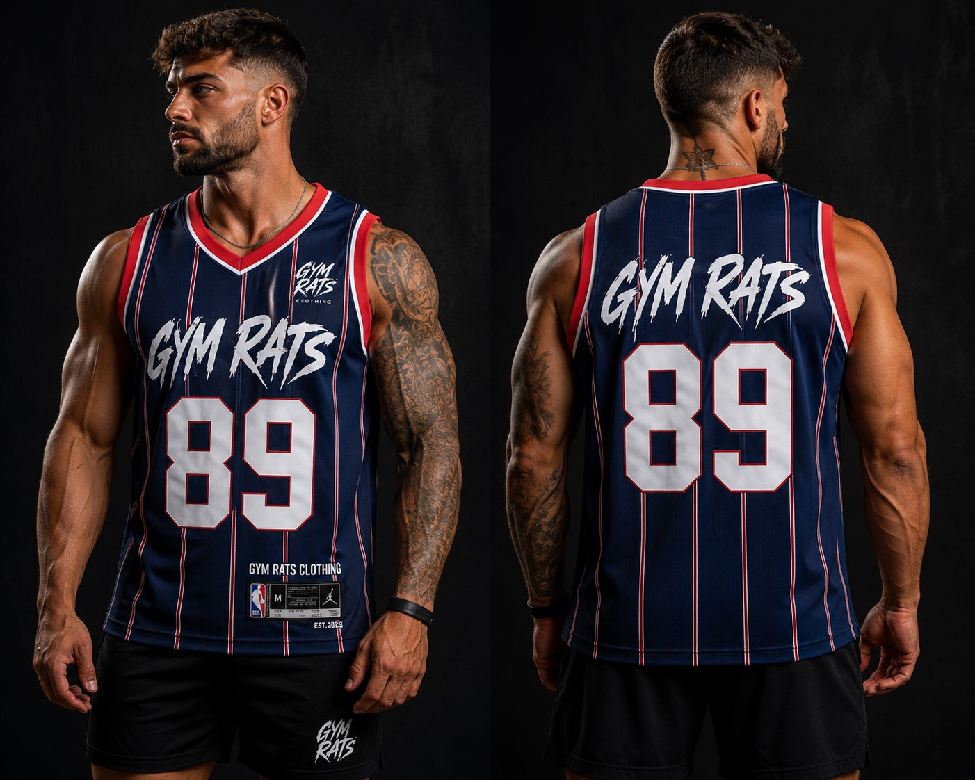 Navy, Red & White 89 Basketball Vest
